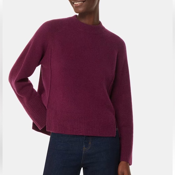 Whistle Women’s Burgundy Wool Mix Side Details Sweater Sz...